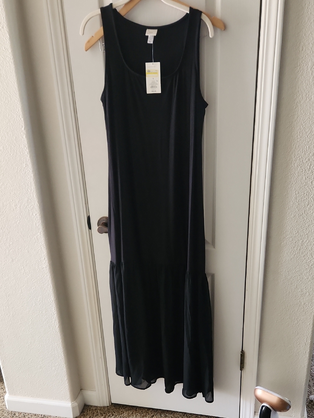 a new day Black Sleeveless Maxi Dress with Ruffle Hem, Large